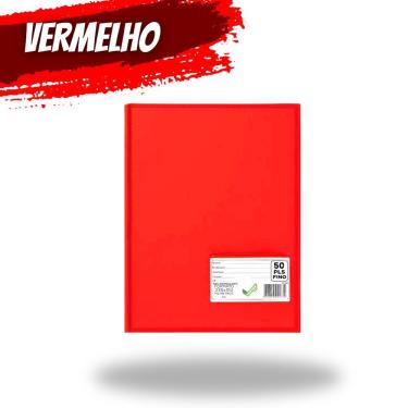 Imagem de Pasta Catálogo Organizadora A4 OEM com Visor 50 Plásticos Internos em Polipropileno Tamanho para Documentos Vermelho