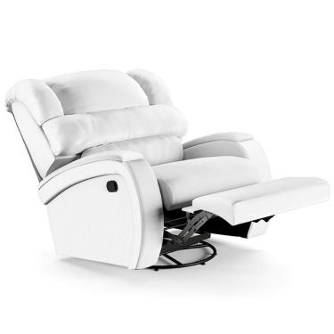 Imagem de Poltrona Do Papai Reclinável Kalie Glider Giratória Usb Fh9 Pu Branco - Mpozenato