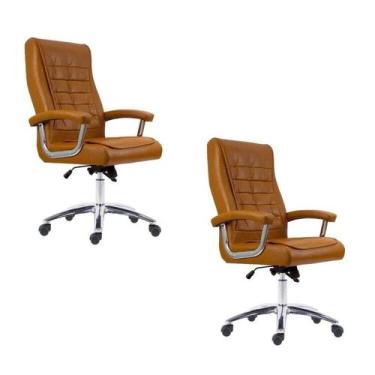 Imagem de Kit 2 Cadeiras Escritório Presidente Ergonômica NR17 material sintétic