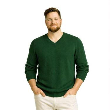 Imagem de Blusa Suéter Masculino Em Tricot Frio Casaco Grosso - KantyLan, Verde 