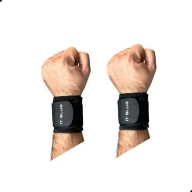 Imagem de Par Protetor De Punho Neoprene Musculação Cross Munhequeira - IT BLUE
