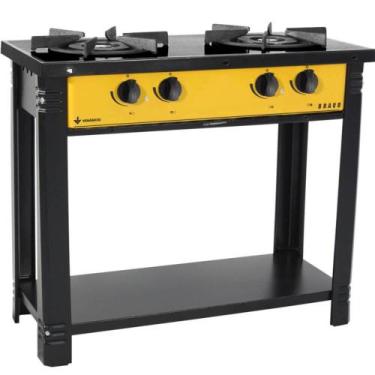 Imagem de Fogão a Gás Bravo Industrial 2 Bocas Venâncio Amarelo Esmaltado BR2BAM