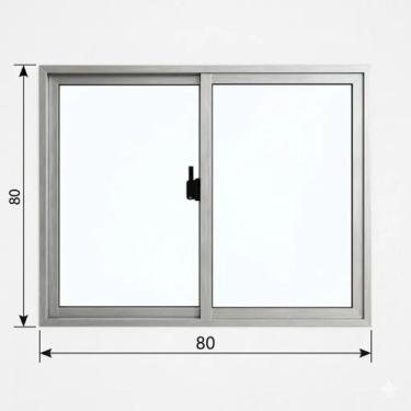 Imagem de Janela 2 Folhas De Correr 80x80 Aluminio Vidro Liso - Variadas