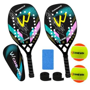 Imagem de Kit 2 Raquetes Beach Tennis Camewin Carbono 3K + 2 Bolinhas, Sunwave g