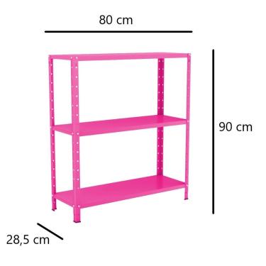 Imagem de Estante EAF007 sem Porta 3 Prateleiras Aço 80CM Rosa Elite Aço