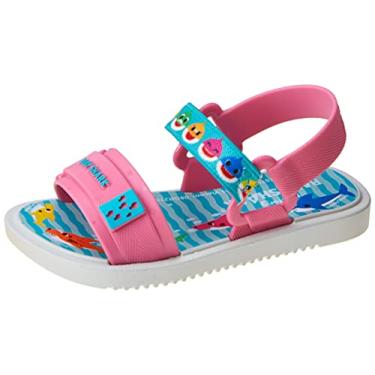 Imagem de Sandália Baby Shark Lanchinho, Grendene Kids, Bebê Unissex, Branco/Rosa/Azul, 19