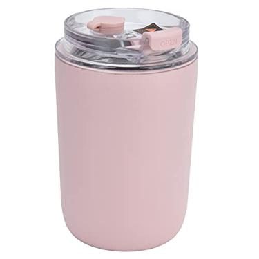 Imagem de Copo de café, aço inoxidável 280 ml frasco portátil à prova de vazamento de grande capacidade para viajar para (rosa)