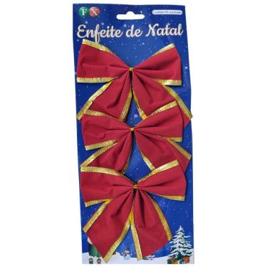 Imagem de Laço De Natal Vermelho C/3 Unid 11Cm X 12Cm