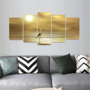 Imagem de Quadro Pássaro Paisagem Animal Ouro Dourado Sala Hall