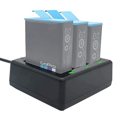 Imagem de vgsion Carregador de carregamento rápido para GoPro Hero 12/11/10/9/8 suporta 3 baterias de carregamento de proteção contra sobrecorrente