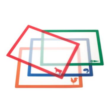 Imagem de Farberware Tapetes de corte flexíveis com ícones de comida, 28 cm por 38 cm, conjunto de 4