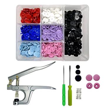 Imagem de Alicate de Pressão Para Pregar Aplicar Botão Plástico Ritas + Box 140 Botões Rita Coloridos 12mm (Alicate Cinza)