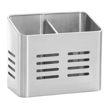 Imagem de Porta Utenseílios Duo Com Dupla Armazenagem Em Inox Prata