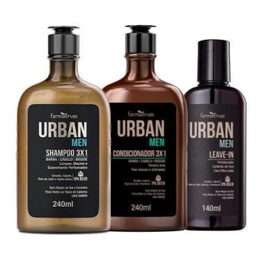 Imagem de Kit Masculino Shampoo Condicionador 240ml Leave In Urban Men - Farmaer