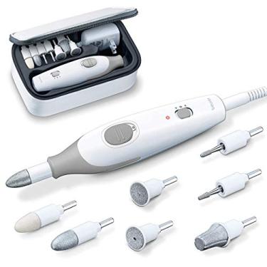Imagem de Beurer Broca elétrica de unhas MP32 com 7 acessórios, conjunto de manicure/pedicure com 2 níveis de velocidade e rotação dupla para cuidados com unhas de qualidade de salão em casa, incluindo estojo