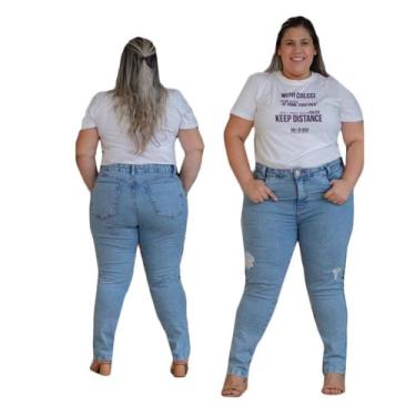 Imagem de Calça Plus Size Jeans Feminino Skinny Cintura Alta Novidade - D Vest