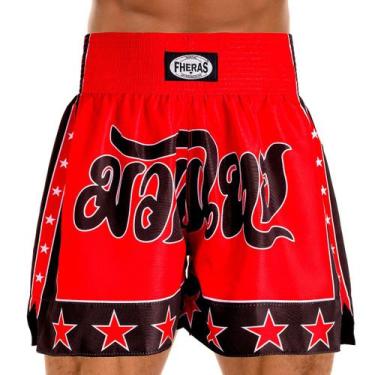 Imagem de Shorts Muay Thai Boxe Bermuda Calção Modelo Estrela Vermelho - Fheras