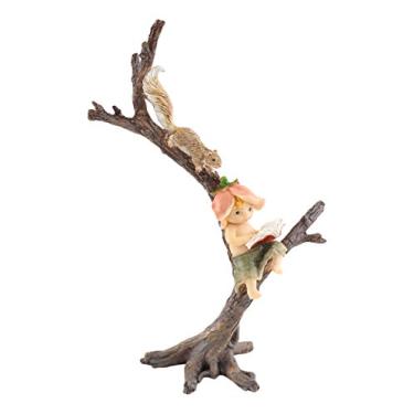 Imagem de Top Collection Livro de leitura em miniatura de jardim de fadas e jardim de terrário com estátua de esquilo