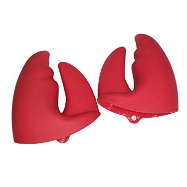 Imagem de Luvas de forno de silicone, garras de lagosta resistentes ao calor luvas de forno luvas de beliscar para assar churrasco grelhar pizza panela instantânea de microondas, vermelho, 1 par