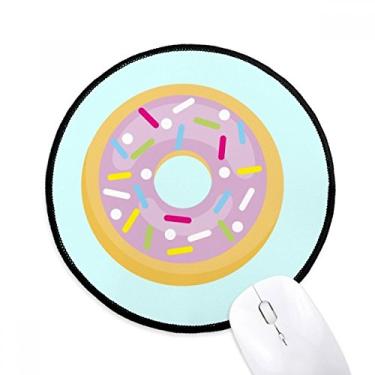 Imagem de Tapete de mouse de sobremesa de comida doce de rosquinha roxa tapete redondo de escritório para computador