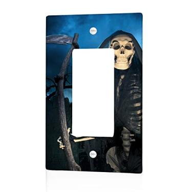 Imagem de Dark Night Grim Reaper 1 interruptor de luz tomada placa de parede decorativa simples interruptor tampa para casa de fazenda banheiro quarto cozinha
