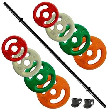 Imagem de Kit Anilhas Emborrachadas 20kg + Barra Polipump 1,30m