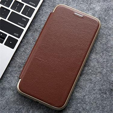 Imagem de Capa de couro de luxo para iPhone 14 13 12 Mini 11 Pro XS Max XR X 7 8 Plus SE 2020 2022 Carteira Slot para Cartão Magnético Capa Marrom para iPhone 8 Plus