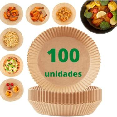 Imagem de Forma forro descartavel papel antiaderente protetor air fryer fritadeira 100 unidades