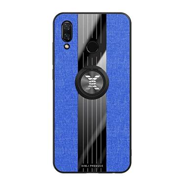 Imagem de Caso do flip do telefone móvel Compatível com Huawei Nova 3 Case, com Magnetic 360° Kickstand Case, Multifuncional Case Cloth Textue Shockproof TPU Protective Duty Case Capa de caso (Color : Blue)