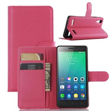 Imagem de Capa de tablet Capa de couro horizontal com textura de lichia para Lenovo A6010 & A6000 Plus, com carteira e suporte e slots de cartão (preto) bolsas mangas (cor: vermelho rosa)