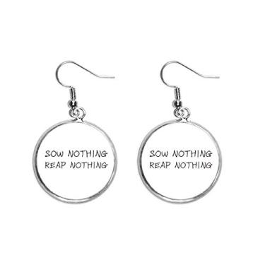 Imagem de Brinco feminino com pingente de prata com frase Nothing Reap Nothing Ear Pendant Jewelry