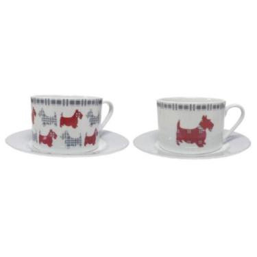 Imagem de Jogo Xícaras E Pires Para Chá 220ml Porcelana Dogs - Casambiente