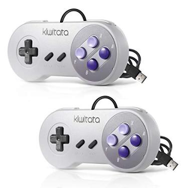 Imagem de KIWITATA 2 controladores USB clássicos SNES para jogos de PC, controle de emulador de jogos USB retrô SNES para Windows XP 7, 8, 11, Mac Raspberry Pi