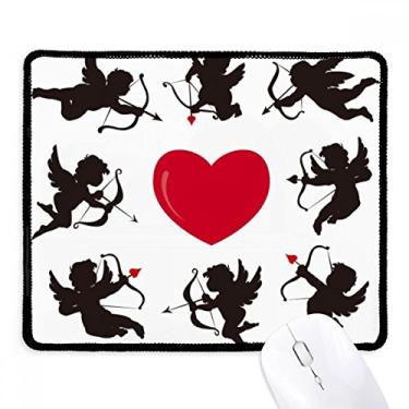 Imagem de Mousepad com estampa de começo do coração vermelho do anjo do Cupido Tapete de borracha para jogos