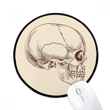 Imagem de Mousepads antiderrapantes redondos com perfil de caveira humano, bordas costuradas pretas, presente de escritório