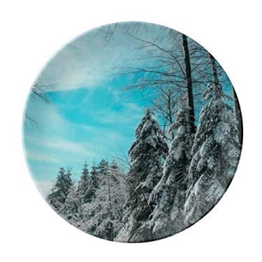 Imagem de Pine Clouds Prato de céu azul decorativo de porcelana salver talheres, Prato de jantar