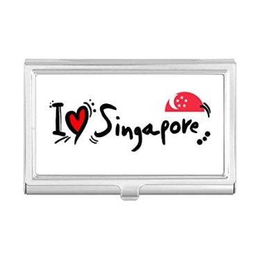 Imagem de I Love Singapura, bandeira de palavras, amor, coração, ilustração, porta-cartões de visita, caixa de bolso