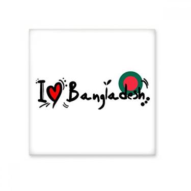 Imagem de I Love Bangladesh Bandeira da Palavra Amor Ilustração Coração Azulejo de Cerâmica Brilhante Decalque Pedra Adorna de Tijolos Vitrificados