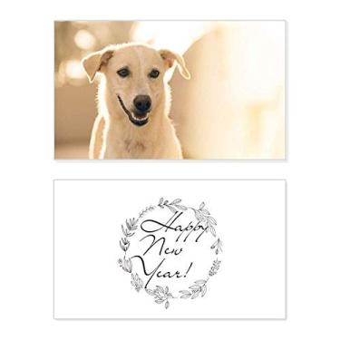 Imagem de Smile White Dog Pet Foto de Ano Novo Festival Cartão de felicitações Bless Mensagem presente