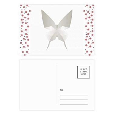 Imagem de Cartão postal de festa com estampa abstrata de origami de borboleta branca com estampa de flores de Natal
