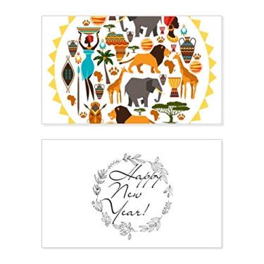 Imagem de Cartão de felicitações Africa Wild Animals Wildlife African New Year Festival Bless Message Present