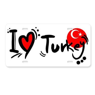 Imagem de DIYthinker Placa de carro I Love Turkey Bandeira do mundo coração Decoração de carro Acessório de aço inoxidável