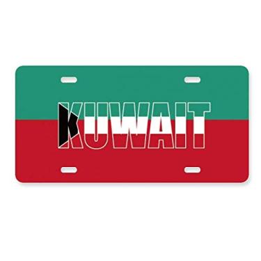 Imagem de DIYthinker Placa de carro com nome da bandeira do Kuwait em aço inoxidável para decoração de carro