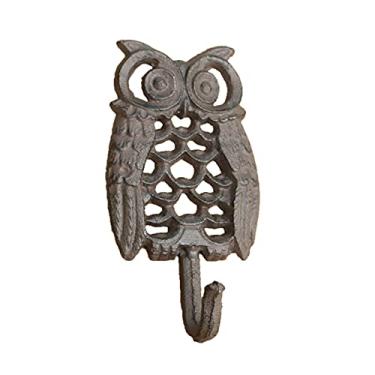 Imagem de GUIPAIHAI Gancho de parede rústico antigo, design oco de ferro fundido montado na parede, cabide de fazenda, casa artesanal, gancho de metal para decoração de parede (cor: rústico antigo, tamanho: 8 x 3 x 14,5 cm)