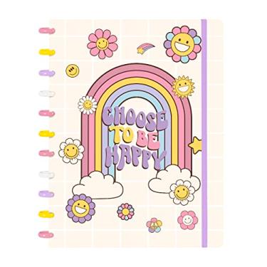 Imagem de Caderno Disco ISCOOL Inteligente G Arco Iris Flores