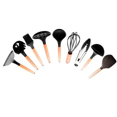 Imagem de Conjunto Utensílios Lyor Charmy Silicone 9 Peças - Preto