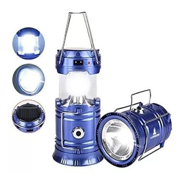 Imagem de Lampião Lanterna Solar Super Led Recarregável Azul