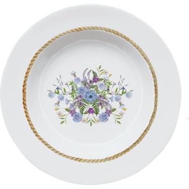 Imagem de Germer, Prato fundo em porcelana, modelo Capri, Floral Chic, Ø 24 cm,Branco com detalhes azul e dourado