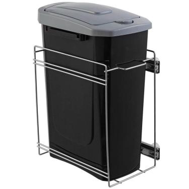 Imagem de Lixeira 15L Preta com Tampa Click Deslizante de Embutir no Armário para Cozinha Masutti