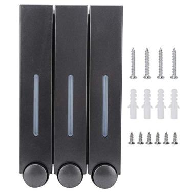 Imagem de Dispensadores de xampu de três cabeças ZPSHYD, dispensadores de xampu de três cabeças montados na parede dispensador de sabonete para banheiro de hotel (preto)